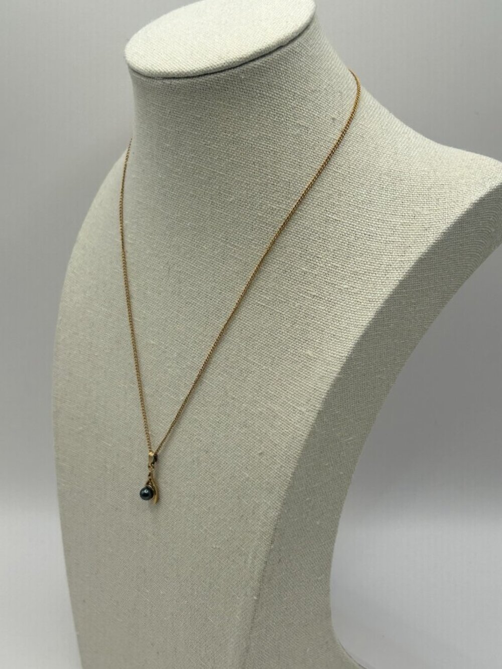 Gold Tone Wishbone Necklace Imitation Pearl Pendant Vintage Style Jewelry Gift - Picture 9 of 9